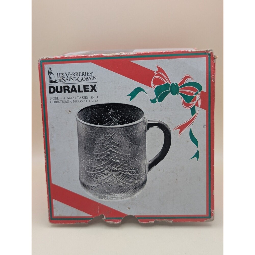 Set of 4 Les Verreries De Saint Gobain Duralex Christmas Mugs Tempered Glass New